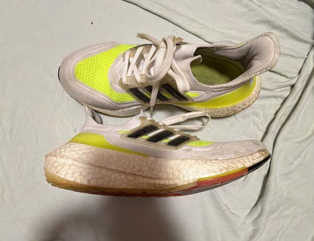 Adidas Ultraboost 21 White Solar Yellow Running Shoes Sneakers